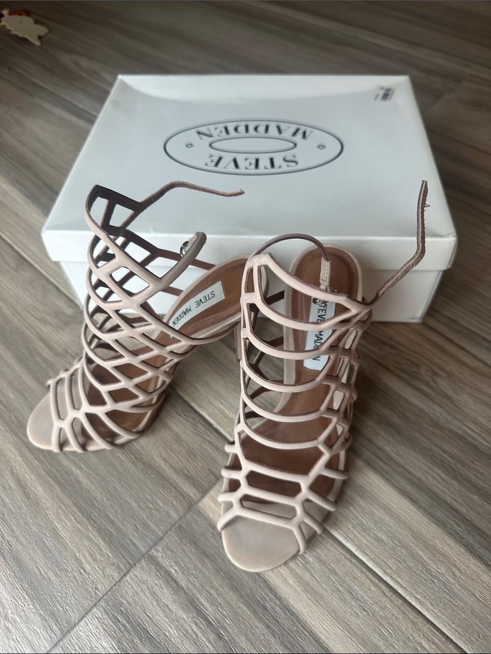 Steve Madden Blush Nude Cage Strappy High Heel Sandals